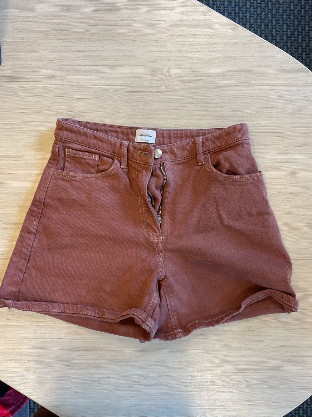 Wilfred Rust-Colored High Waist Jean Shorts